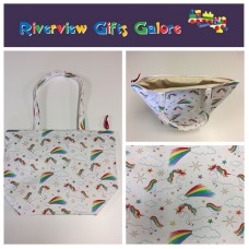 Large Tote Bag With Zip - Unicorns & Rainbows Large Tote Bag With Zip - Unicorns & Rainbows